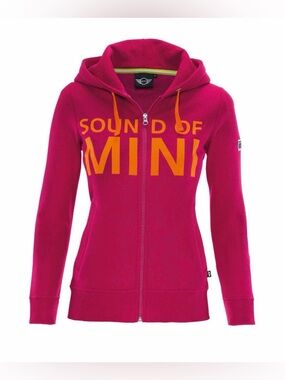Mini Cooper Magenta Zip Hoodie with Orange Logo Details